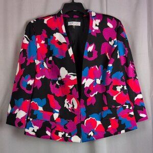 Kasper Vibrant Floral Blazer in Black and Pink
